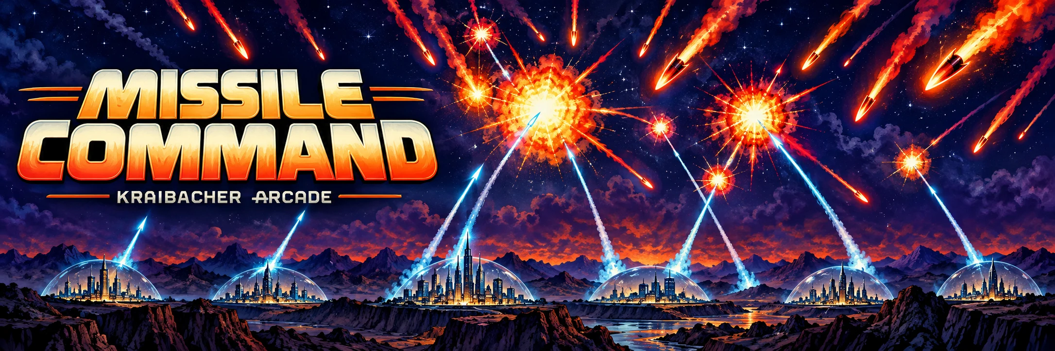 Missile Command – Raketen über einer nächtlichen Stadtlandschaft